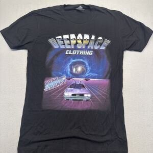 Deep Space Clothing Graphic T Shirt XS Black DeLorean Vaporwave Retro Sci Fi Tee